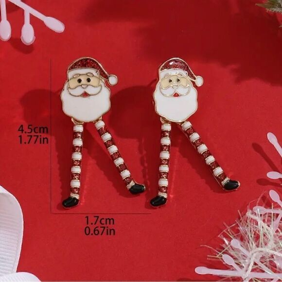 🎅🏻 Betsey Johnson Festive Holly Jolly Santa dangling movable legs earrings 🎅🏻 - Picture 5 of 9
